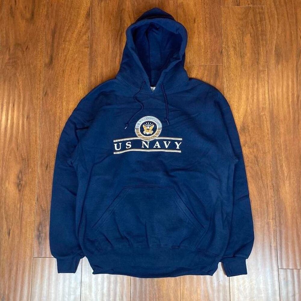 Vintage 1990s Soffe US Navy Pull-Over Hoodie Size L